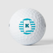 Alabama Staat Kontur Monogram Blue Circle Golfball (Vorderseite)