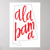 Alabama Staat Kontur Poster (Vorne)