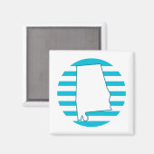 Alabama Staat Kontur Retro Circle Blue Magnet (Vorderseite/Rückseite)