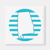 Alabama Staat Kontur Retro Circle Blue Magnet (Vorne)