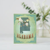 Alabama Staat Map - Green Postkarte (Stehend Vorderseite)
