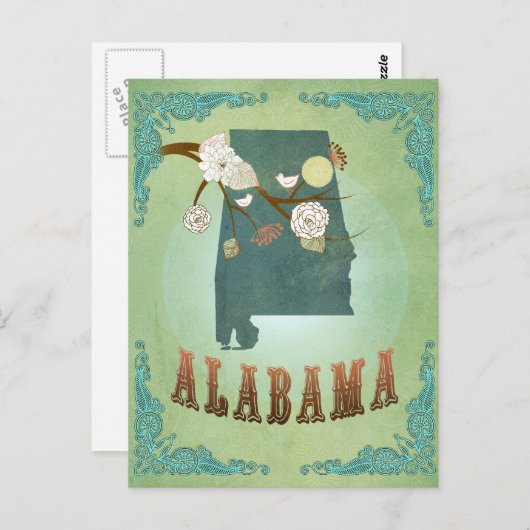 Alabama Staat Map - Green Postkarte (Vorne/Hinten)