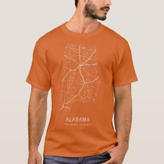 Alabama Staat Road Map T-Shirt
