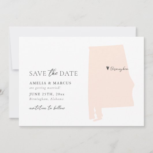 Alabama Staat Save the Date Card Einladung (Vorderseite)