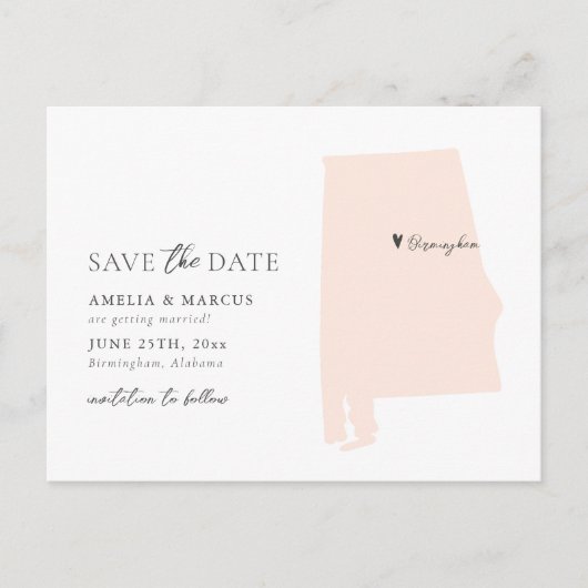 Alabama Staat Save the Date Postkarte (Vorderseite)