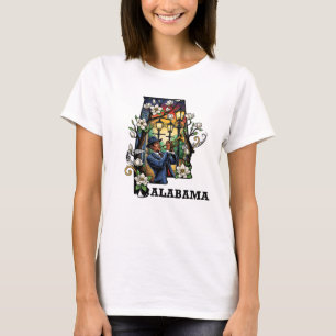 Alabama Staat Tattoo Style - Jazz & Magnolia T-Shirt