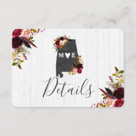 Alabama Staat Zielort Rustikale Hochzeitdetails Einladung