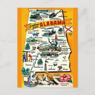Alabama-Staatenkarte Postkarte