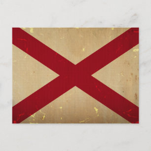 Alabama Staatsflagge VINTAGE. Postkarte