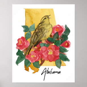 Alabama Staatsform Gelbhammer Kamelie Blüte Poster