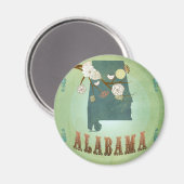 Alabama-Staatskarte – Grün Magnet (Vorderseite/Rückseite)