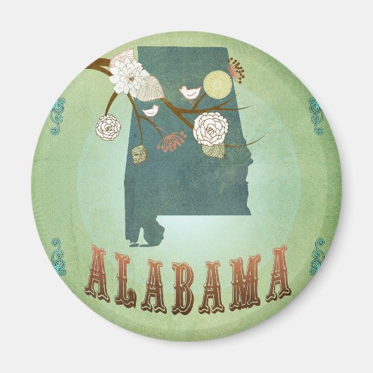Alabama-Staatskarte – Grün Magnet (Vorne)