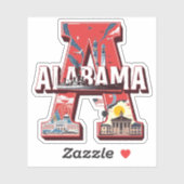 Alabama State Aufkleber | Wahrzeichen & Geschichte (Blatt)