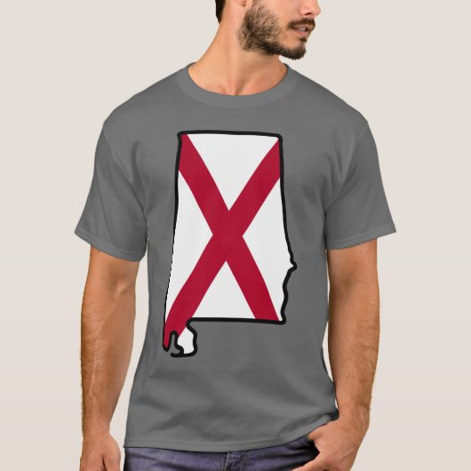 Alabama State Flag Background with Outline Oversiz T-Shirt (Vorderseite)