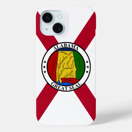 Alabama State Flag/Staat Siegel überlagert Case-Mate iPhone Hülle (Rückseite)