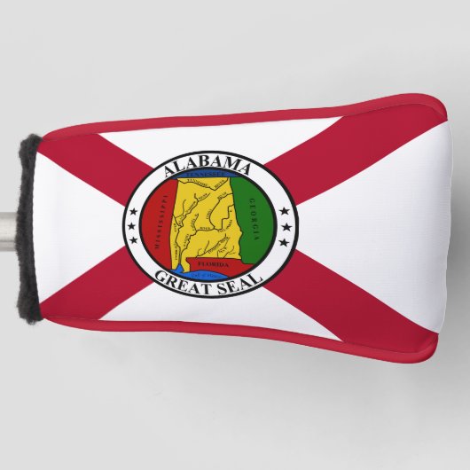 Alabama State Flag/Staat Siegel überlagert Golf Headcover (Vorderseite)