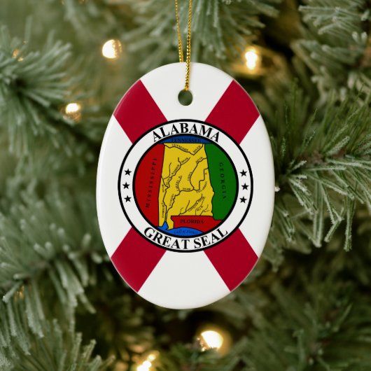 Alabama State Flag/Staat Siegel überlagert Keramik Ornament (Baum)