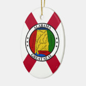 Alabama State Flag/Staat Siegel überlagert Keramik Ornament (Links)