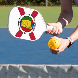 Alabama State Flag/Staat Siegel überlagert Pickleball Schläger