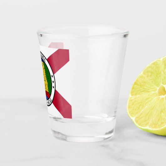 Alabama State Flag/Staat Siegel überlagert Schnapsglas (Rechts)