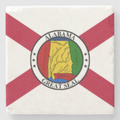Alabama State Flag/Staat Siegel überlagert Steinuntersetzer (Vorderseite)