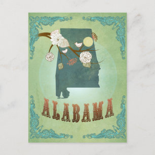 Alabama State Map - Green Postkarte