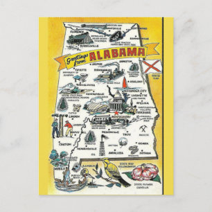 Alabama State Map Postcard Postkarte
