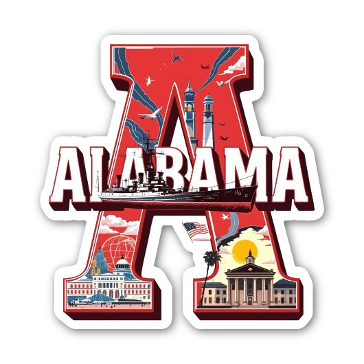Alabama State Sticker | Landmarks & History Design