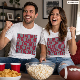 Alabama State Umriss Karomuster Rot Grau T-Shirt