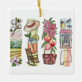 Alabama State Watercolor Weihnachtsornament – Süd