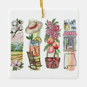 Alabama State Watercolor Weihnachtsornament – Süd
