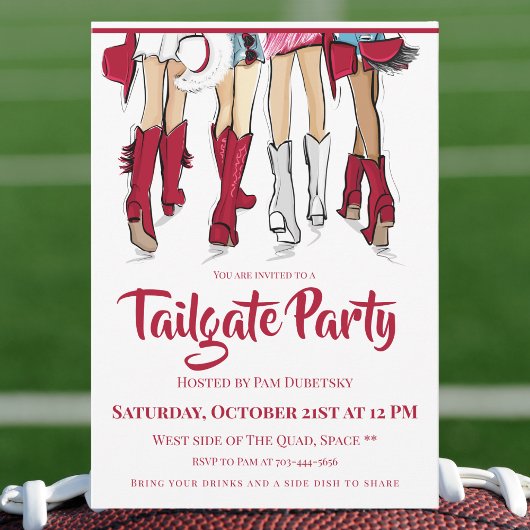 Alabama Tailgate Party Ladys Cowboy Boots Crimson Einladung