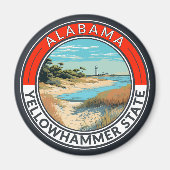 Alabama Travel Art Abzeichen Magnet (Vorne)