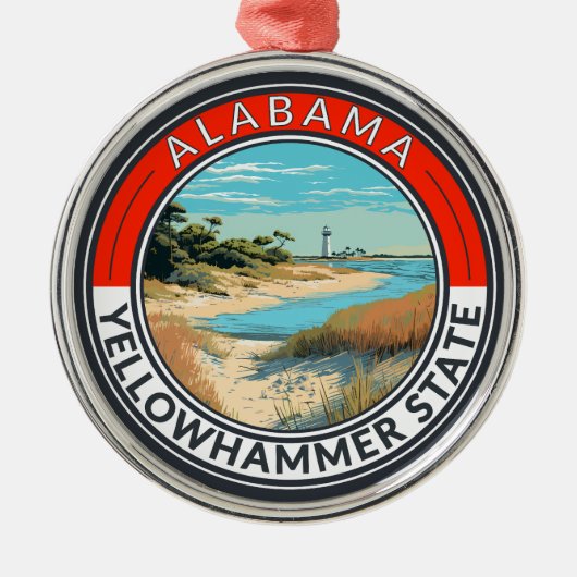 Alabama Travel Art Abzeichen Ornament Aus Metall (Vorne)