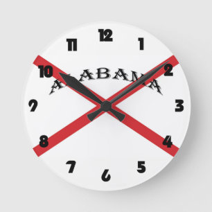 Alabama und Flag Black Fat Numbers Wccer Runde Wanduhr