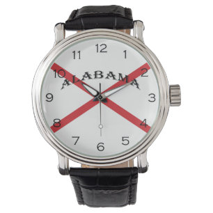 Alabama und Flag Black Numbers Mens Armbanduhr