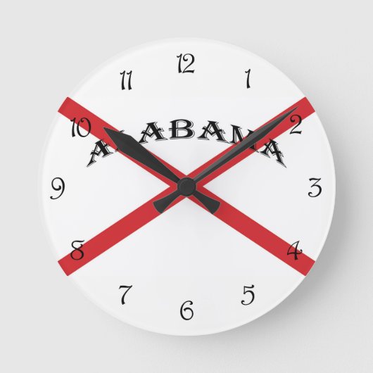 Alabama und Flag Black Script Numbers wccn Runde Wanduhr (Vorderseite)