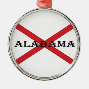Alabama und Flag Premium Runder Ornament Aus Metall