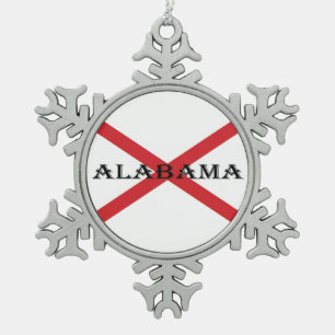 Alabama und Flaggen Schneeflocken Zinn-Ornament