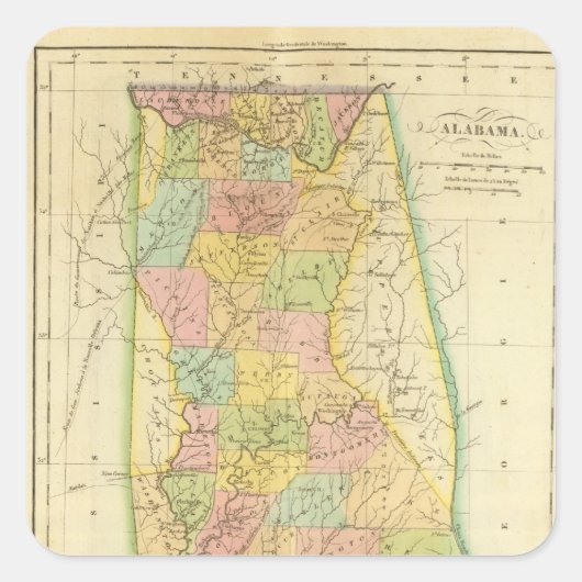 Alabama US Quadratischer Aufkleber (Vorderseite)