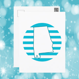Alabama US Staat Kontur Blue Retro Circle Postkarte