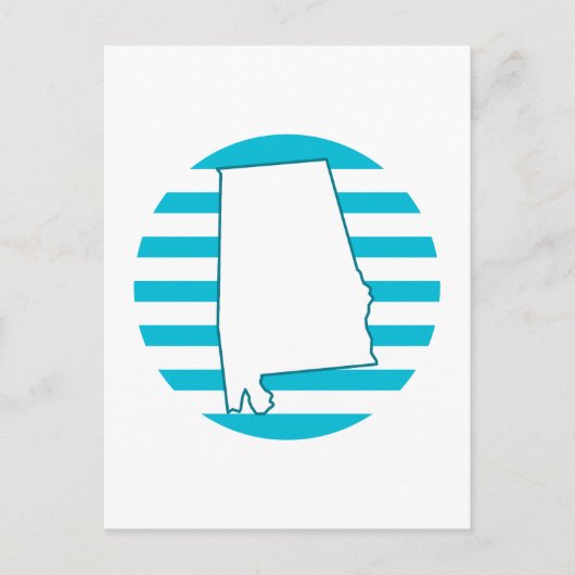 Alabama US Staat Kontur Blue Retro Circle Postkarte (Vorderseite)