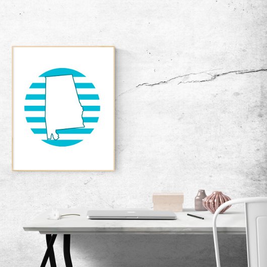 Alabama US Staat Kontur Retro Circle Blue Poster