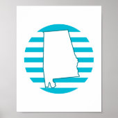 Alabama US Staat Kontur Retro Circle Blue Poster (Vorne)