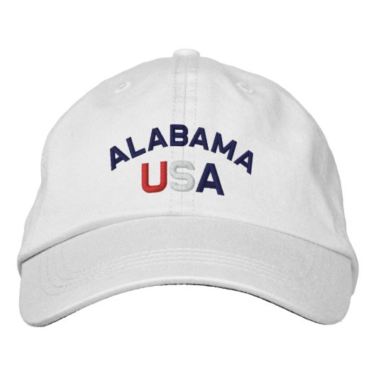 Alabama USA bestickt mit White Hat Bestickte Baseballkappe (Vorderseite)