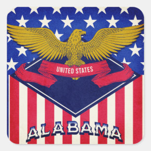 Alabama USA Flag Quadratischer Aufkleber