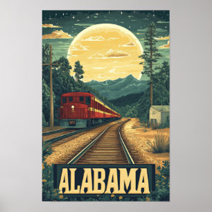 Alabama USA Kunst Vintage-Illustration Reise Poster