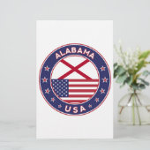 Alabama, USA Staaten, Alabama T - Shirt, Alabama Briefpapier (Stehend Vorderseite)