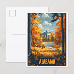 Alabama USA Vintag Illustration Travel Postkarte