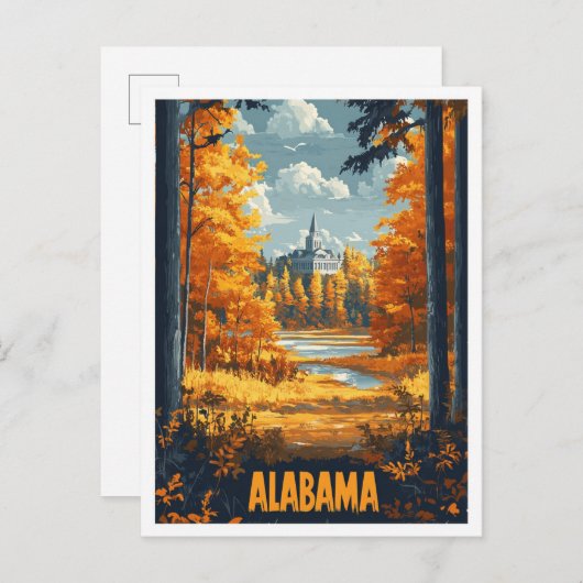 Alabama USA Vintag Illustration Travel Postkarte (Vorne/Hinten)